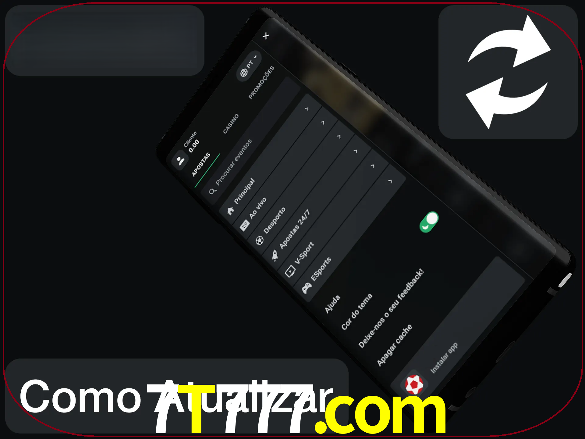 O aplicativo é atualizado automaticamente quando você faz o login.