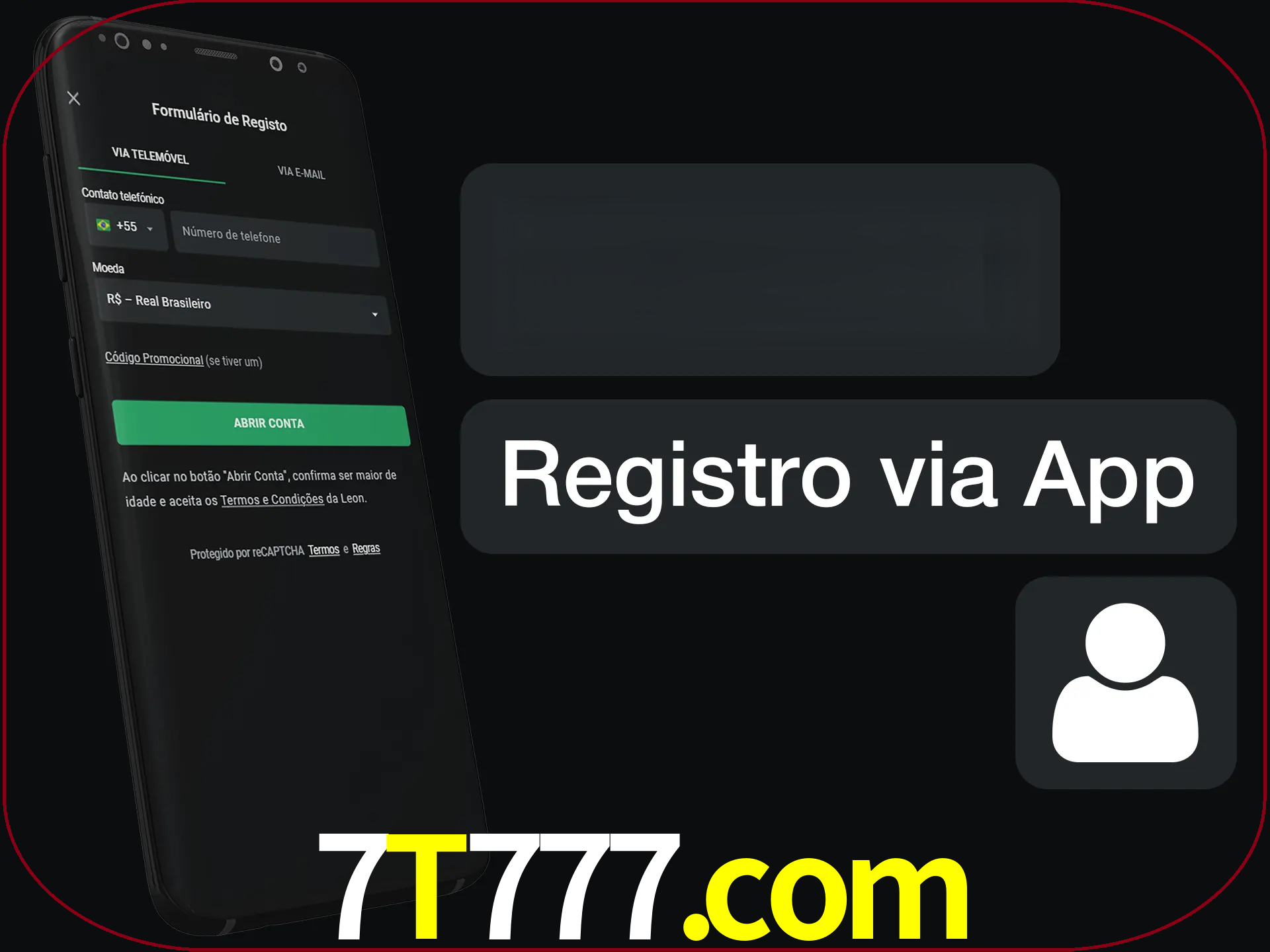 Registre-se com duas etapas usando o aplicativo.